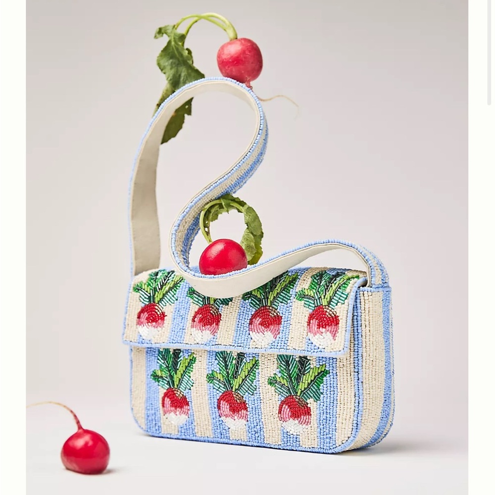 Fiona- Anthropologie- Radish Beaded Blue and White Women's Bag